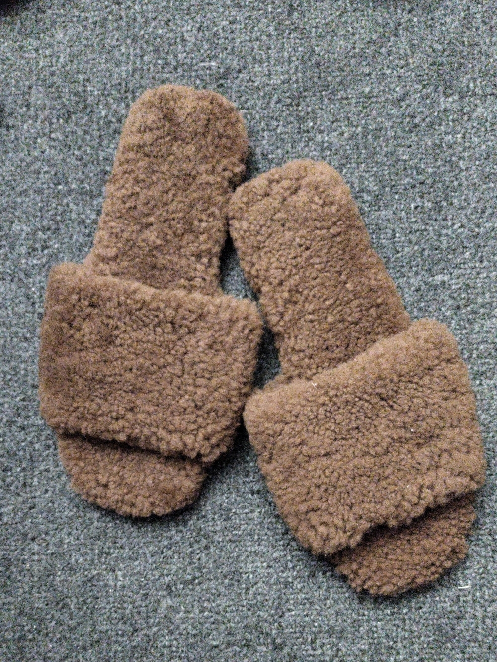 RAYE Camel Brown Fuzzy Shearling Slide Sandal